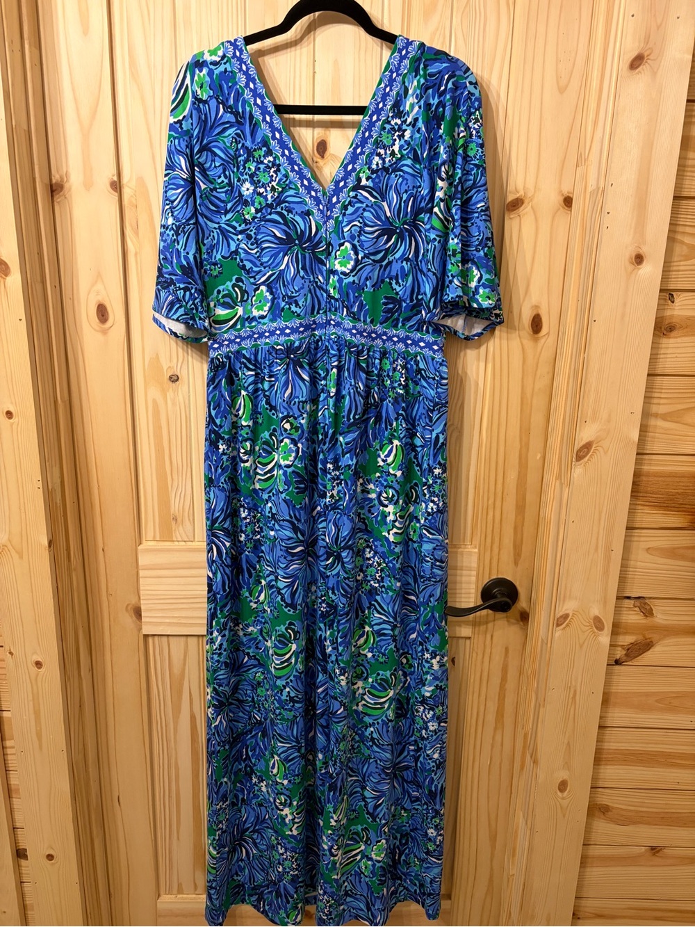 Lilly Pulitzer Addison Elbow Sleeve Abaco Blue Turtle Awe Engineer Maxi Dress 14 - Picture 8 of 9